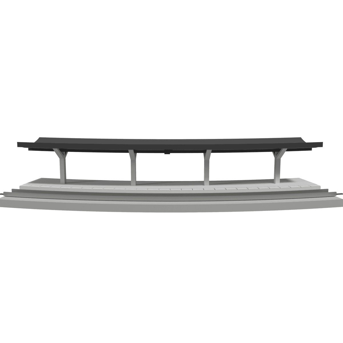 Modular Station, Curved R381 Inner, N Scale, for Kato Unitrack front view