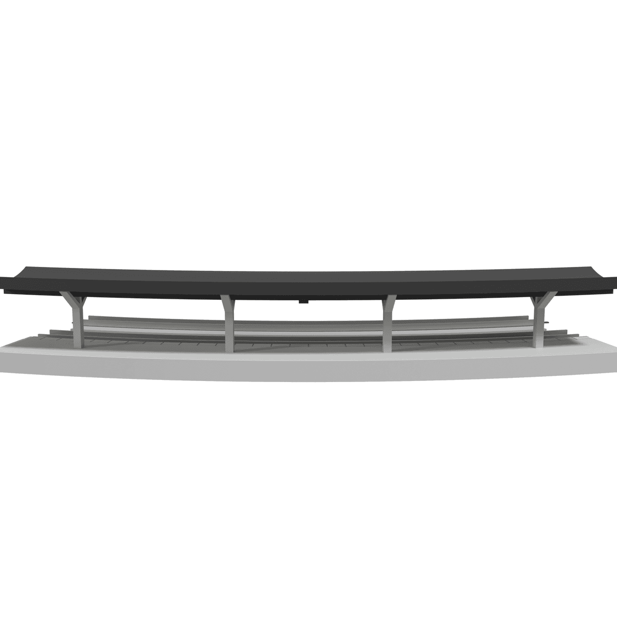 Modular Station, Curved R414 Outer, N Scale, for Kato Unitrack front view