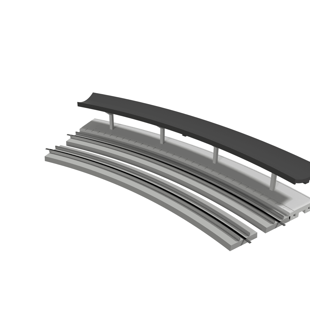 Modular Station, Curved R414 Outer, N Scale, for Kato Unitrack